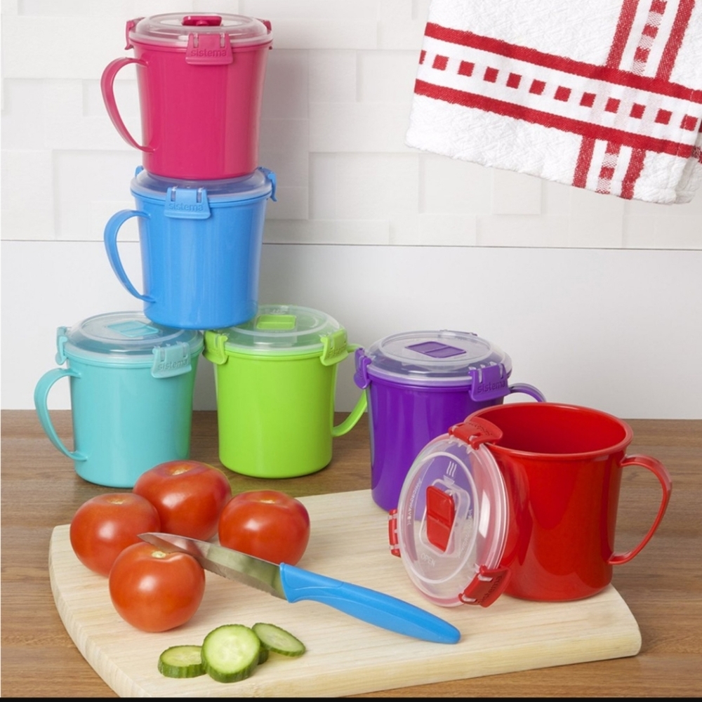 Sistema Set of 4 To Go Soup Mugs  Red 